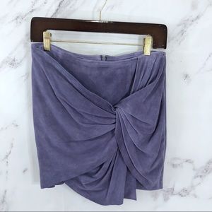 CUSP Neiman Marcus Suede Twist Front Mini Skirt